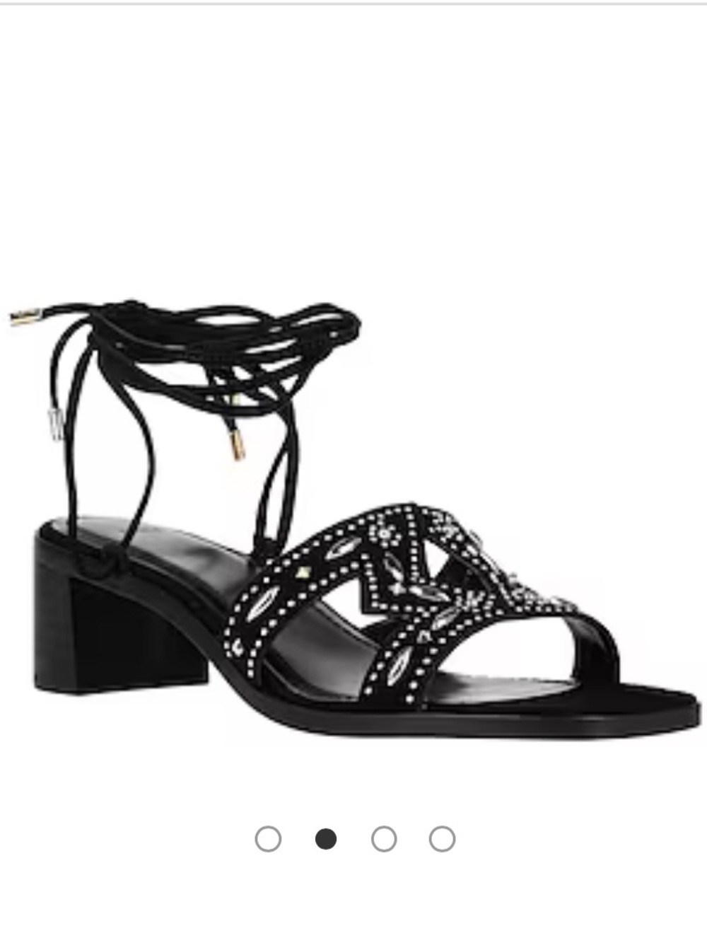 Maje Black Embellished Lace-Up Block Heel Sandal